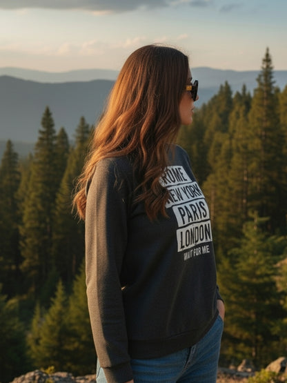 Trendy Black Graphic Printed Sweatshirt for Women