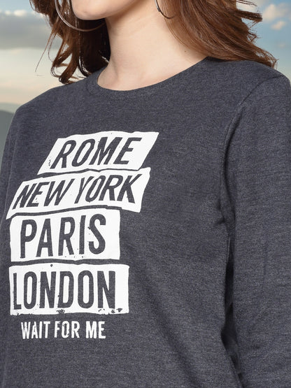 Trendy Black Graphic Printed Sweatshirt for Women