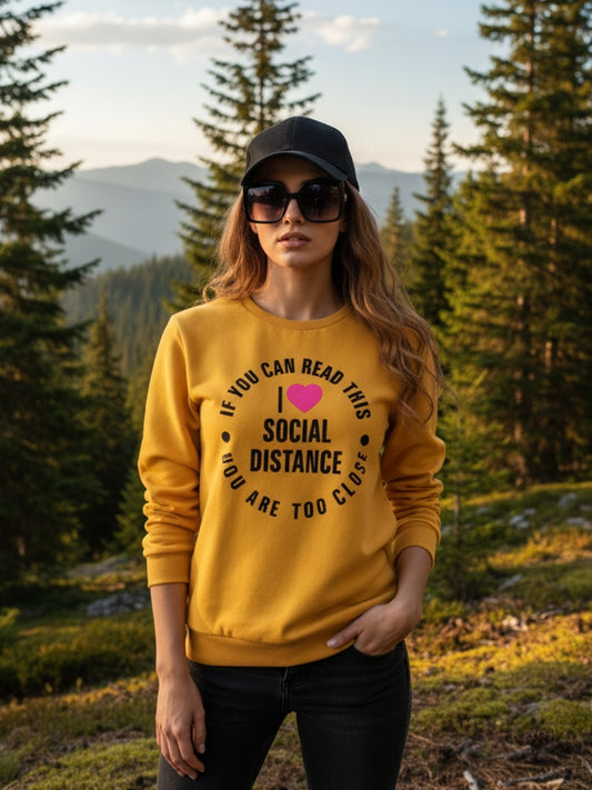 Yellow Black Printed Sweatshirt for Women
