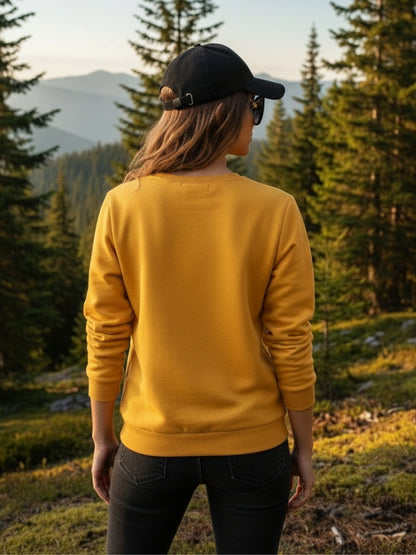 Yellow Black Printed Sweatshirt for Women