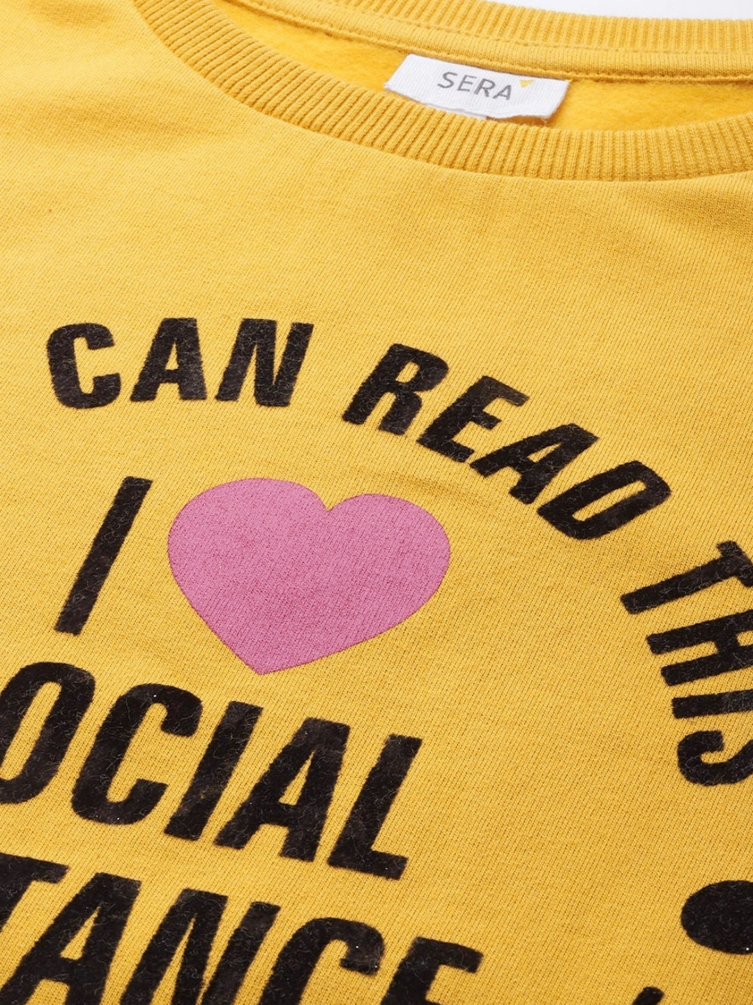 Yellow Black Printed Sweatshirt for Women