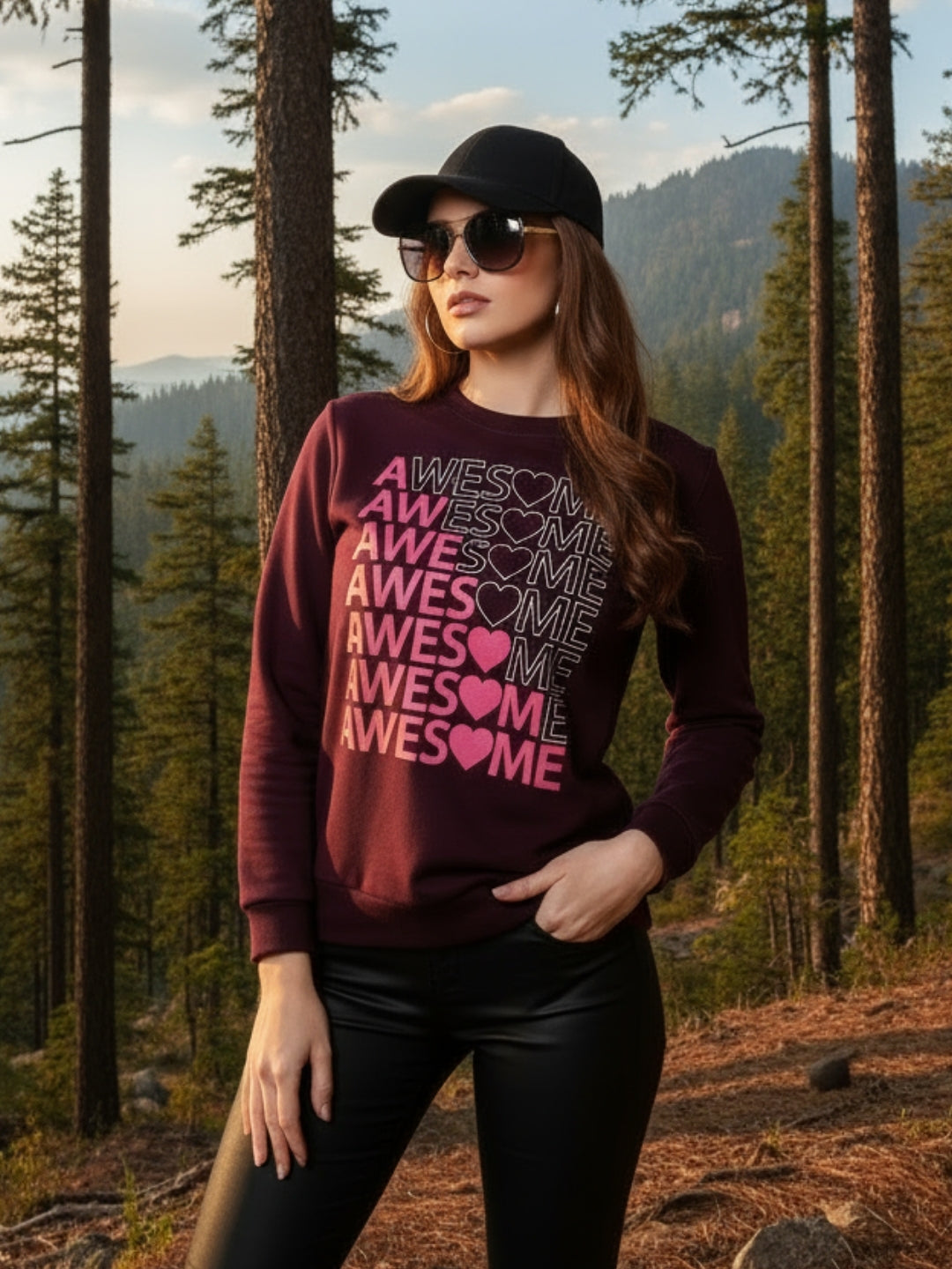Wine Graphic Printed Sweatshirt for Women