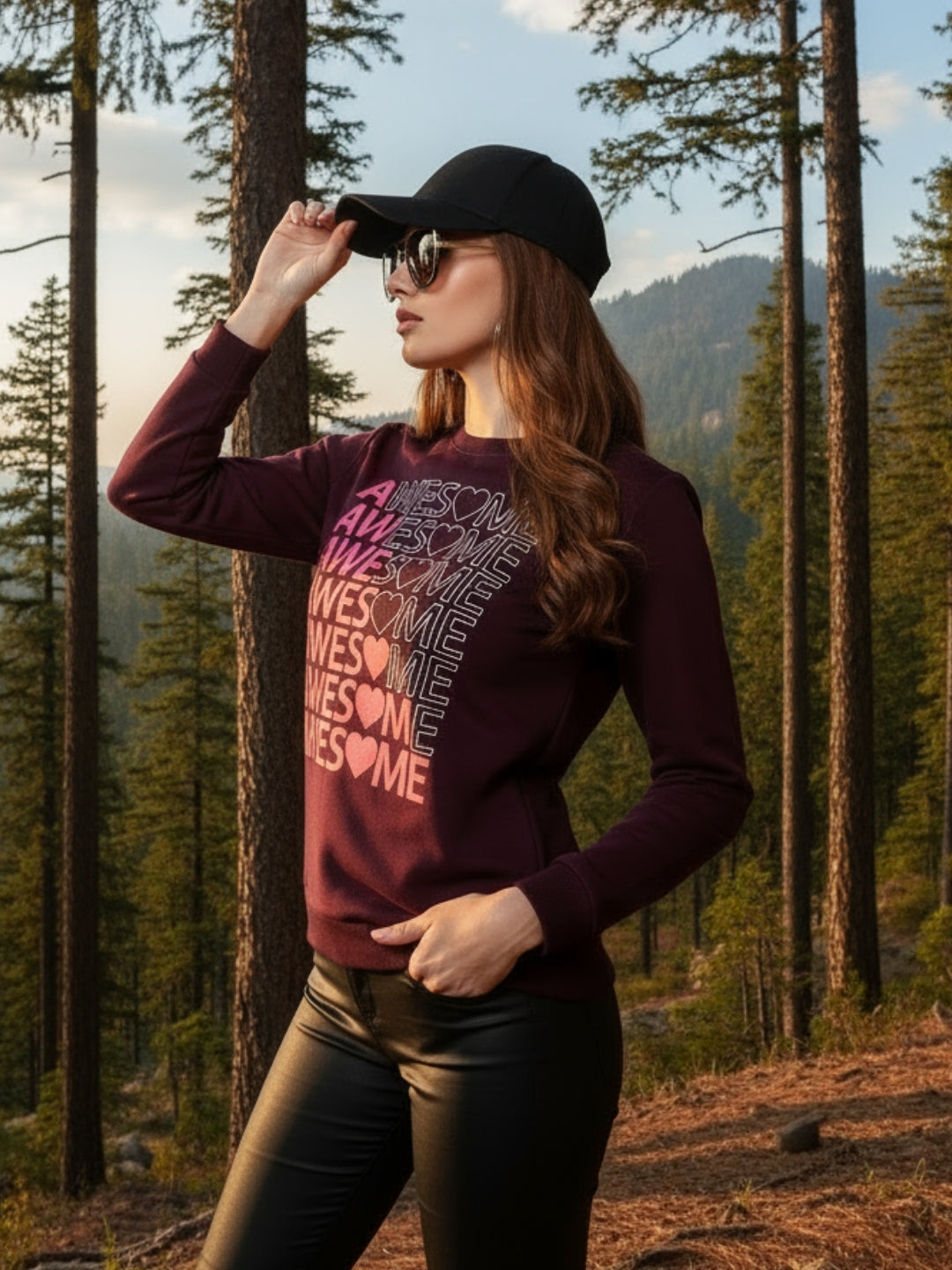 Wine Graphic Printed Sweatshirt for Women