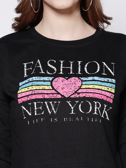 Printed Crop Sweatshirt