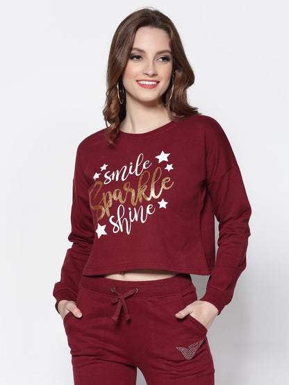 Printed Crop Sweatshirt