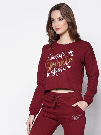 Printed Crop Sweatshirt