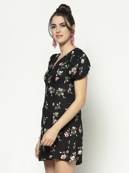 A Line Dress With Puff Sleeve