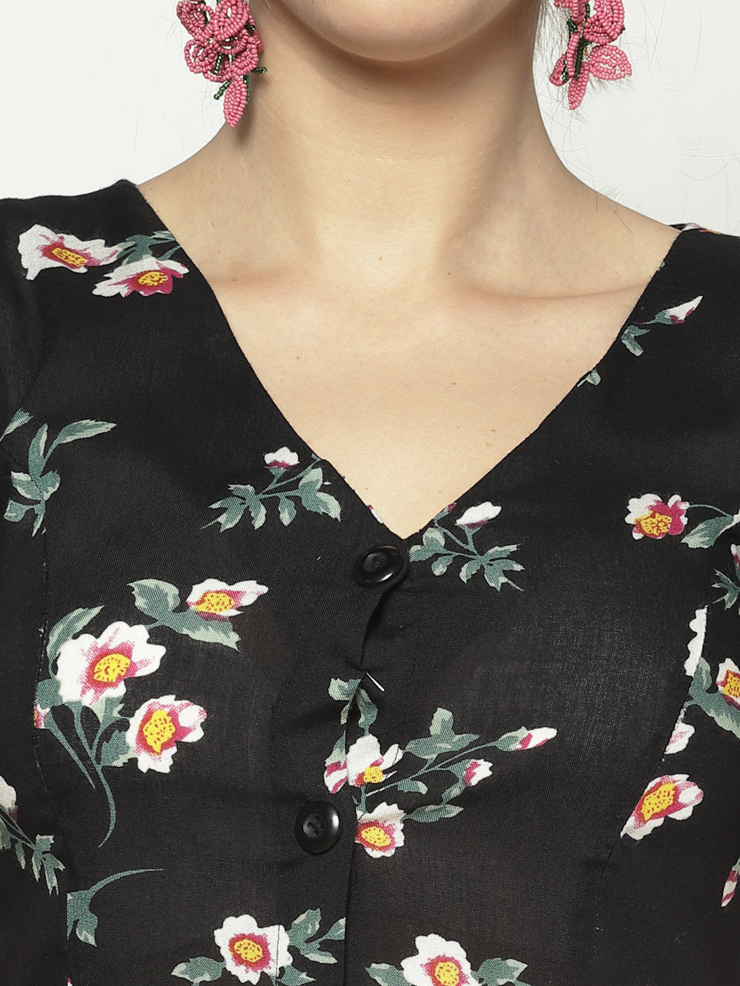 A Line Dress With Puff Sleeve