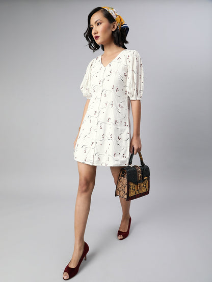 A line dress wth volume sleeve