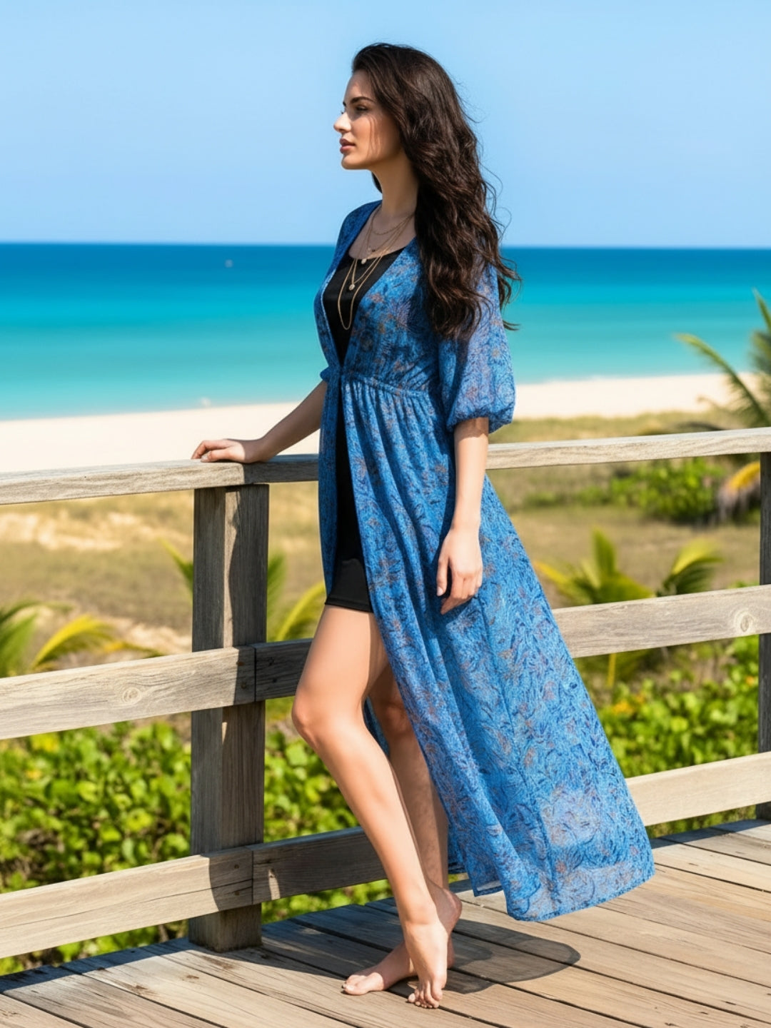 Sera Women's buttoned front volume sleeve shrug