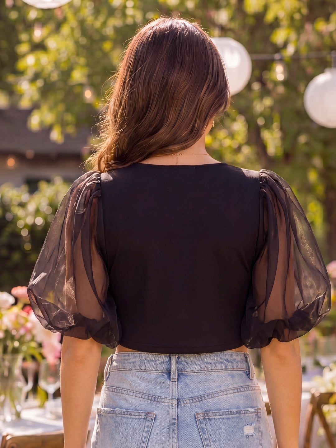 Organza Solid Crop Top