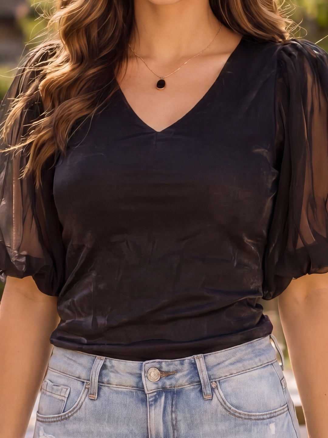 Organza Solid Crop Top