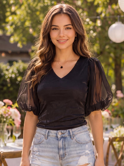 Organza Solid Crop Top