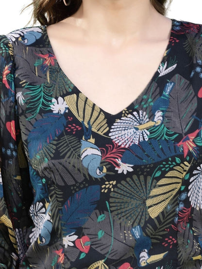 Sera WomenTropical V-Neck Crop Tops