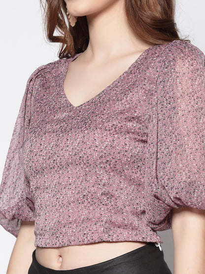 Volume Sleeve Crop Top