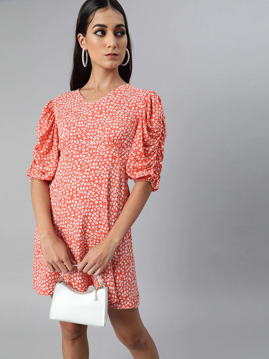 Ruched sleeve dress