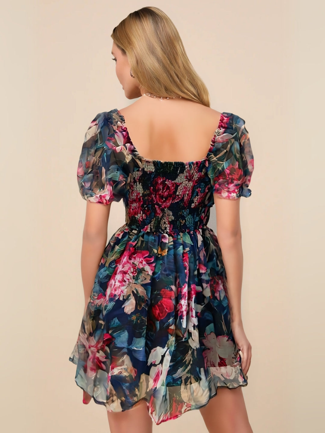 Floral Drama Puff Sleeve Organza Mini Dress 💕