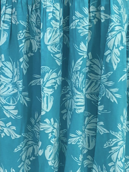 Turquoise Floral Midi Skirt for Women  Summer Vacation A-Line Skirt  Lightweight Casual Wear