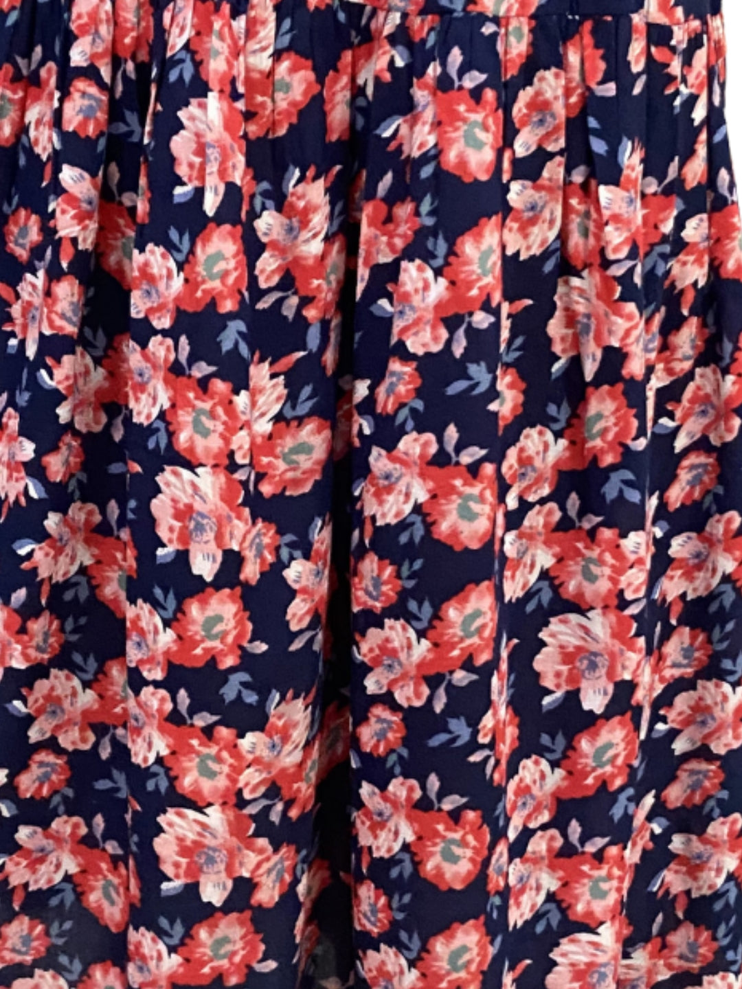 Navy Blue Floral Midi Skirt for Women | Summer Casual A-Line Skirt | Vacation & Daywear