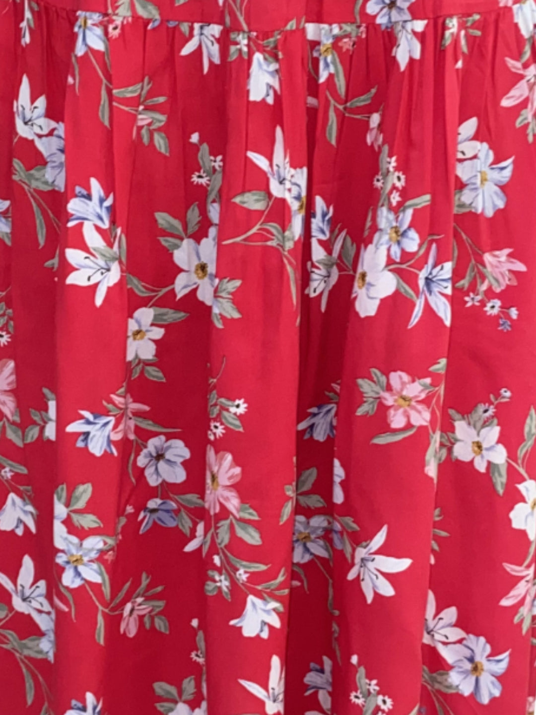 Red Floral Midi Skirt for Women | Summer A-Line Skirt | Vacation & Casual Wear