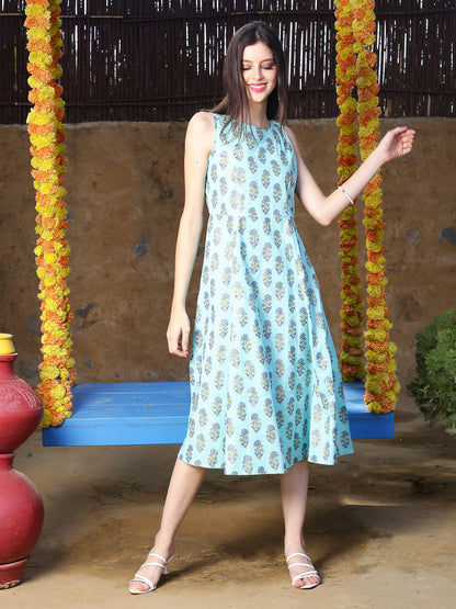 Blue Print Midi Dress
