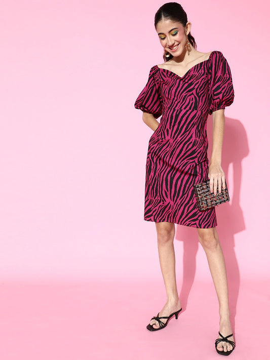 Volume sleeve sweetheart dress