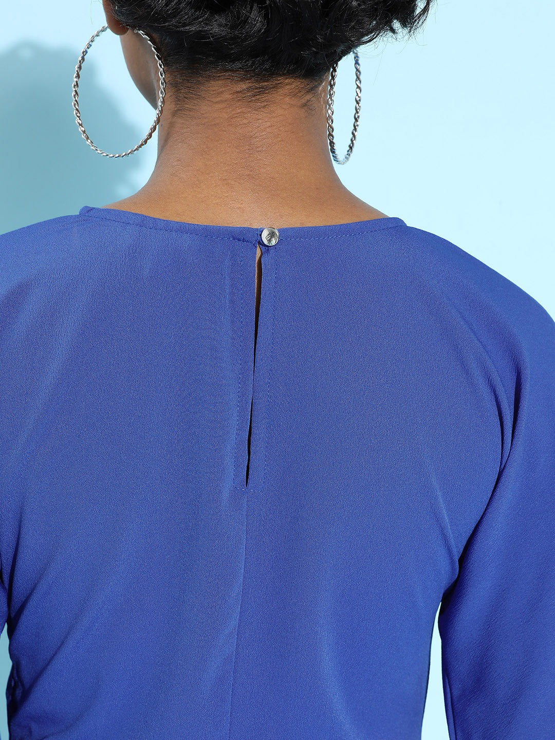 Power shoulder waisted dress