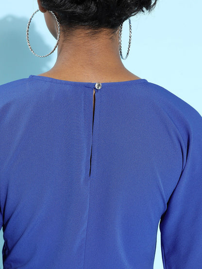 Power shoulder waisted dress