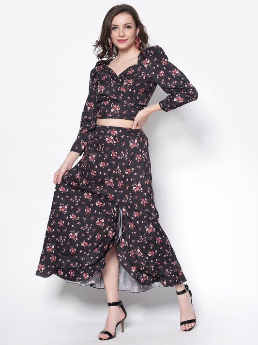 Stylish Black Floral Dress