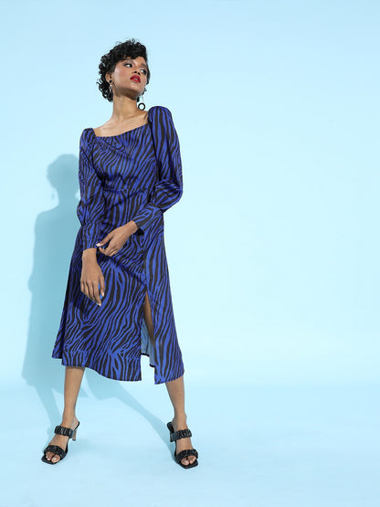Waisted full sleeve dress