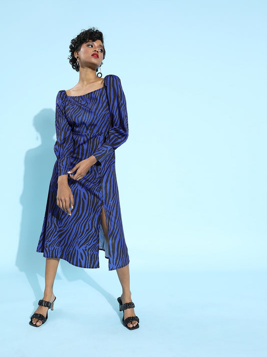 Waisted full sleeve dress