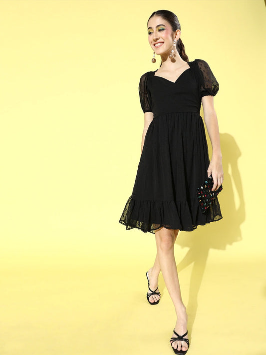 Fit & flare tie up back dress