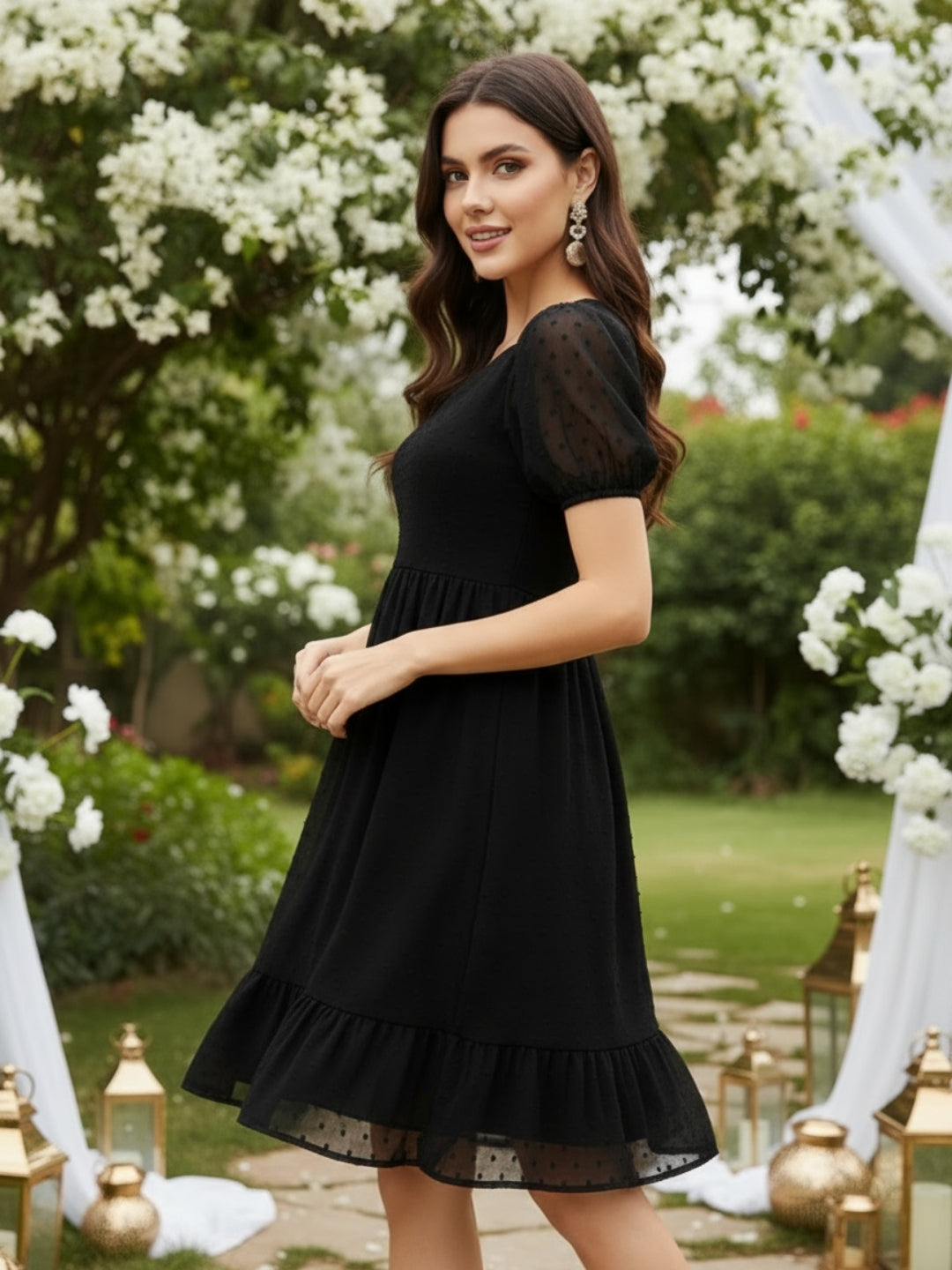 Fit & flare tie up back dress