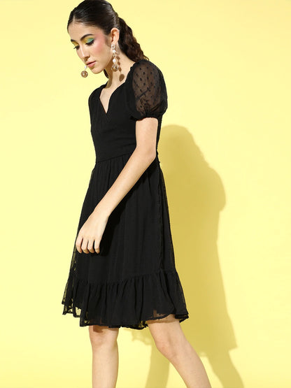 Fit & flare tie up back dress