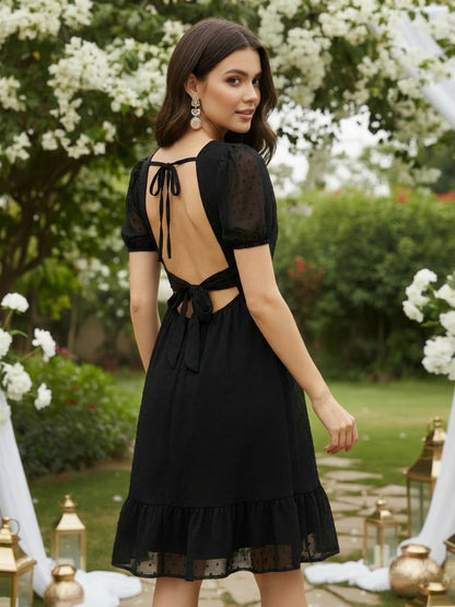 Fit & flare tie up back dress