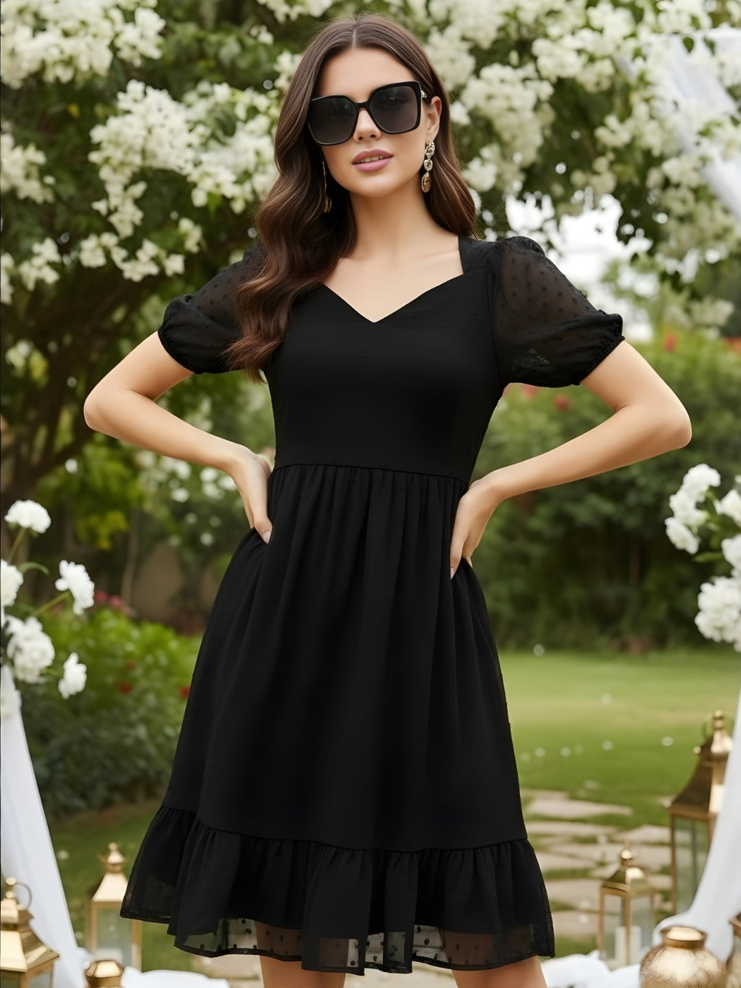 Fit & flare tie up back dress