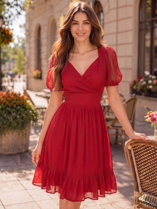 Chiffon A line Mini Dress