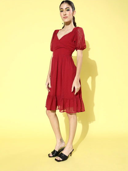 Fit & flare tie up back dress