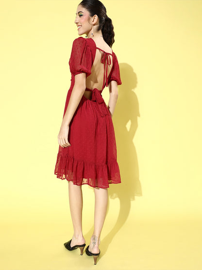 Fit & flare tie up back dress