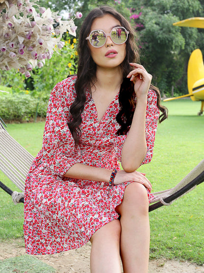 Fuchsia Floral Mini Dress