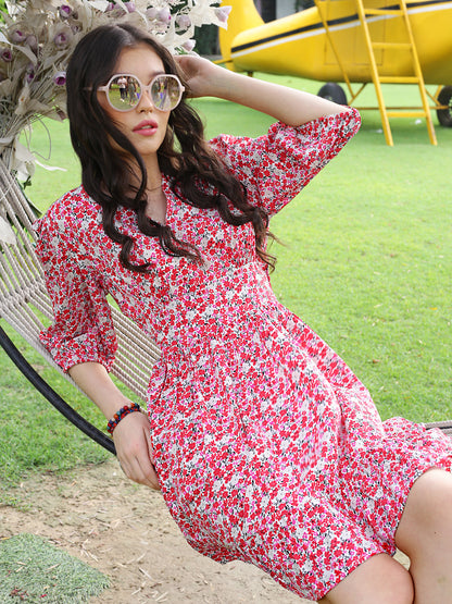 Fuchsia Floral Mini Dress