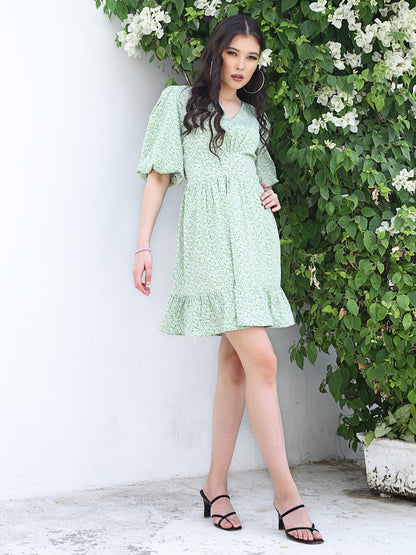 Mint Floral Mini Dress