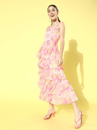 Fit & flare tie up back dress