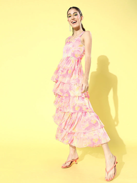 Fit & flare tie up back dress