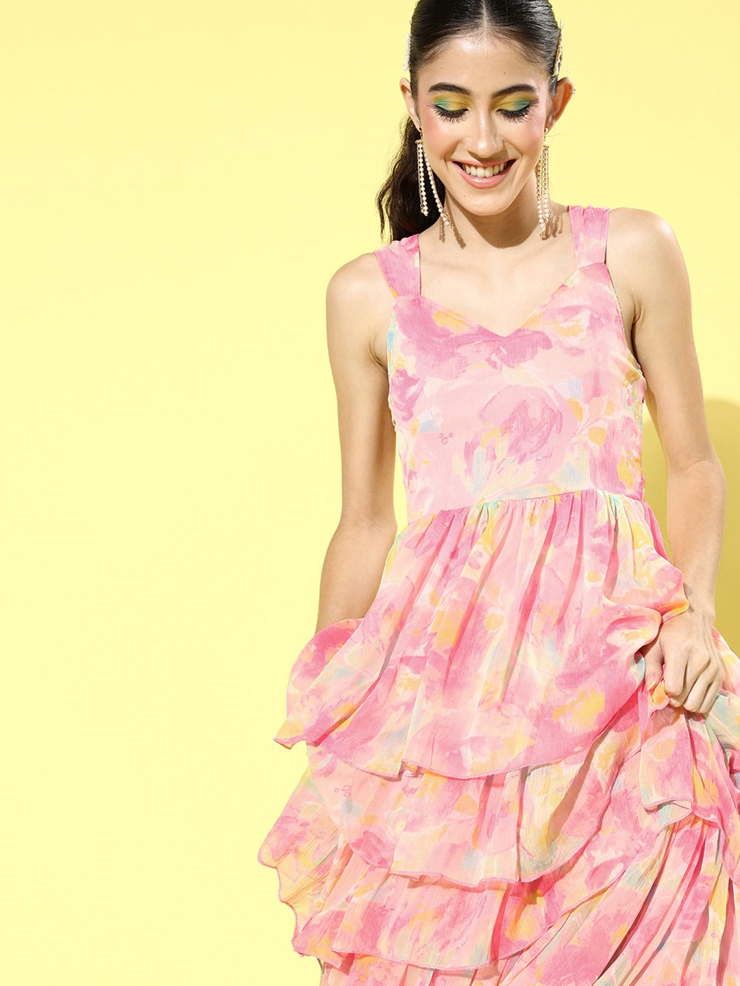 Fit & flare tie up back dress
