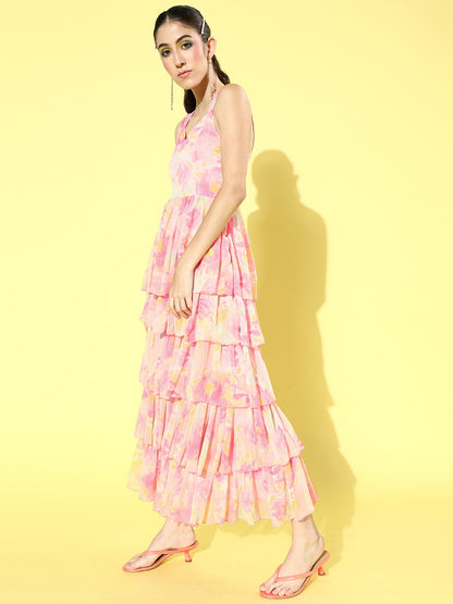 Fit & flare tie up back dress