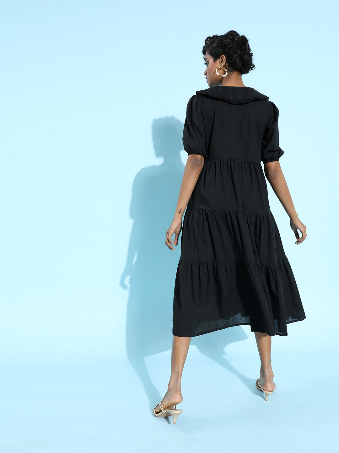Keyboard collar trapeze dress