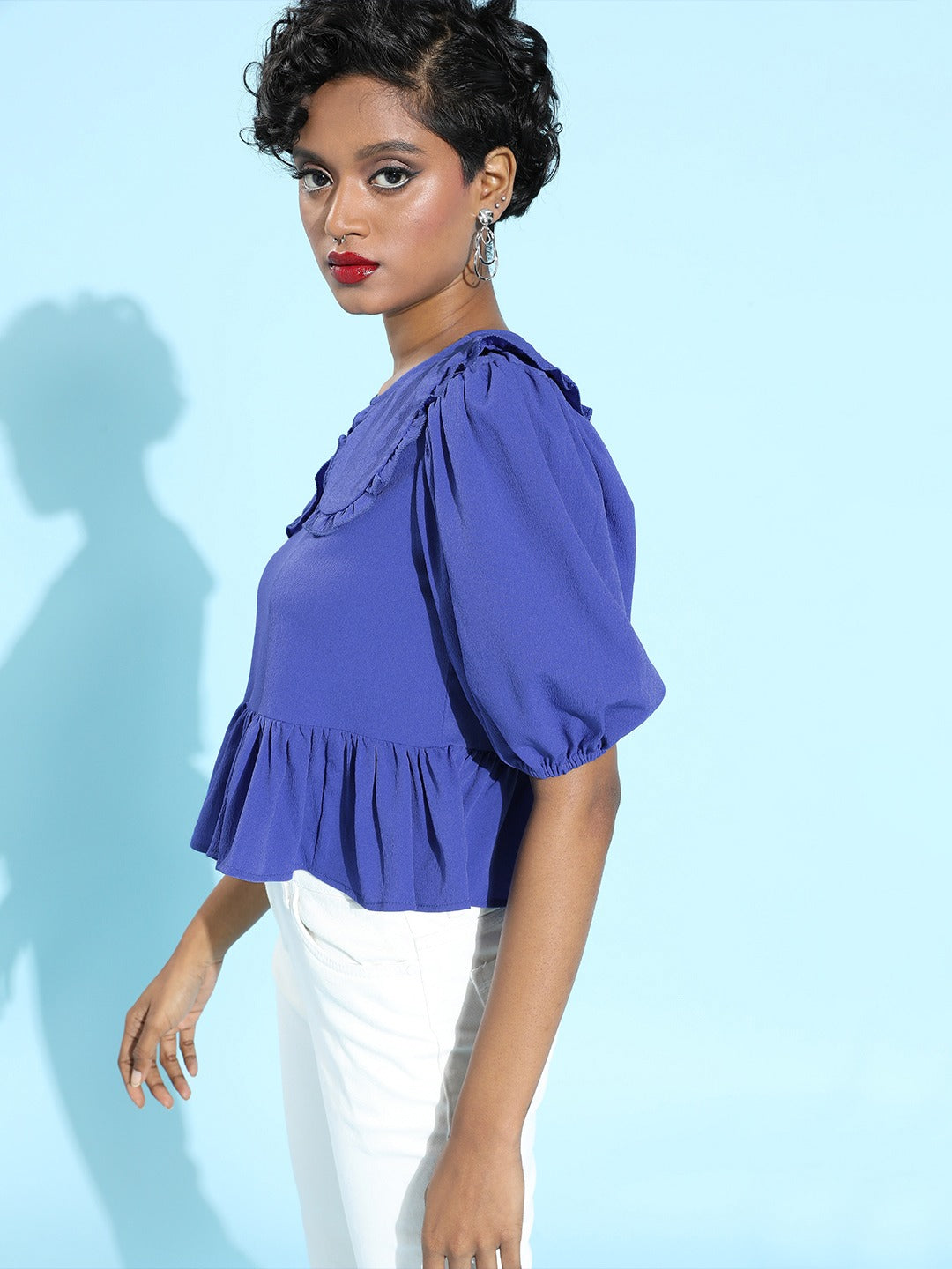 Keyboard collar peplum top