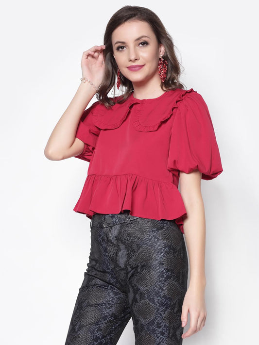 Keyboard Collar Peplum Top