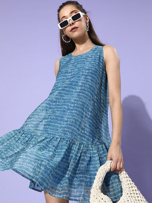Blue Mini Floral Dress